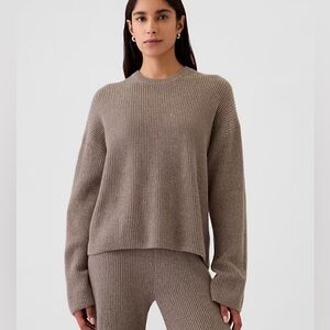 Grey GAP CashSoft Shaker-Stitch Crewneck Sweater